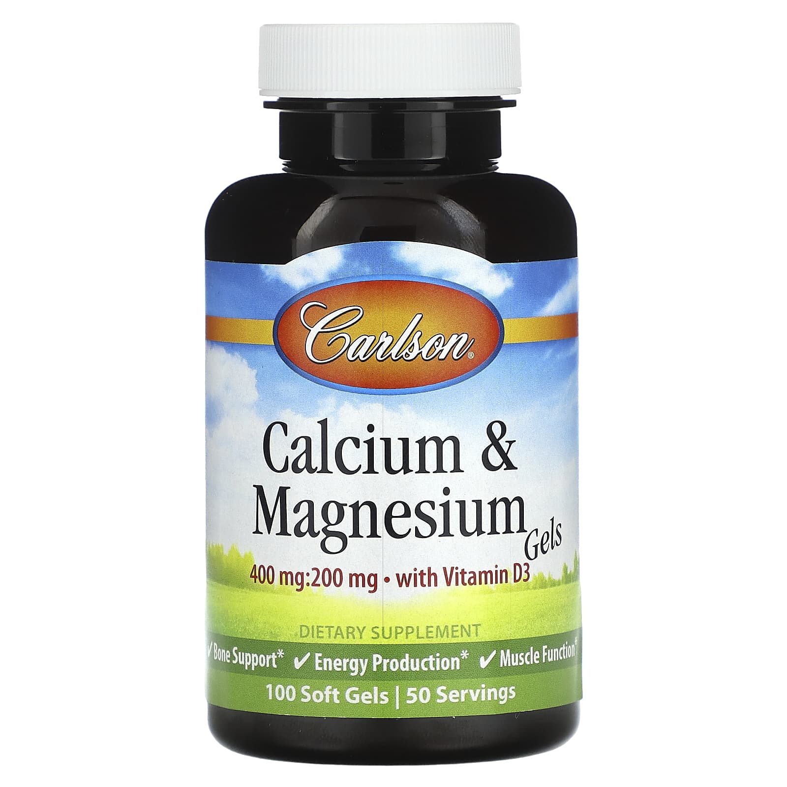 Carlson Labs, Cal-Mag Gels, 100 Soft Gels UPC 088395051715 | HiLife Vitamins